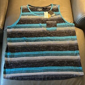 Premium Xpression Men's Striped Tank Top - Teal and Black, size 3XL, NWT